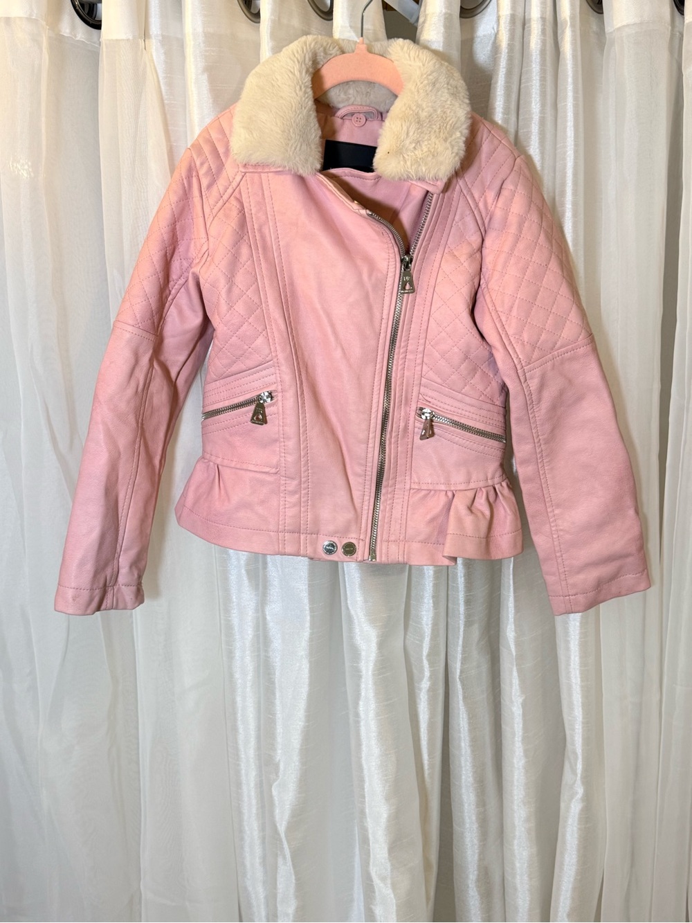 Urban Republic Pink Quilted Jacket with Faux-Shearling Collar